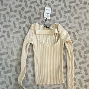 Zara long sleeve cream top